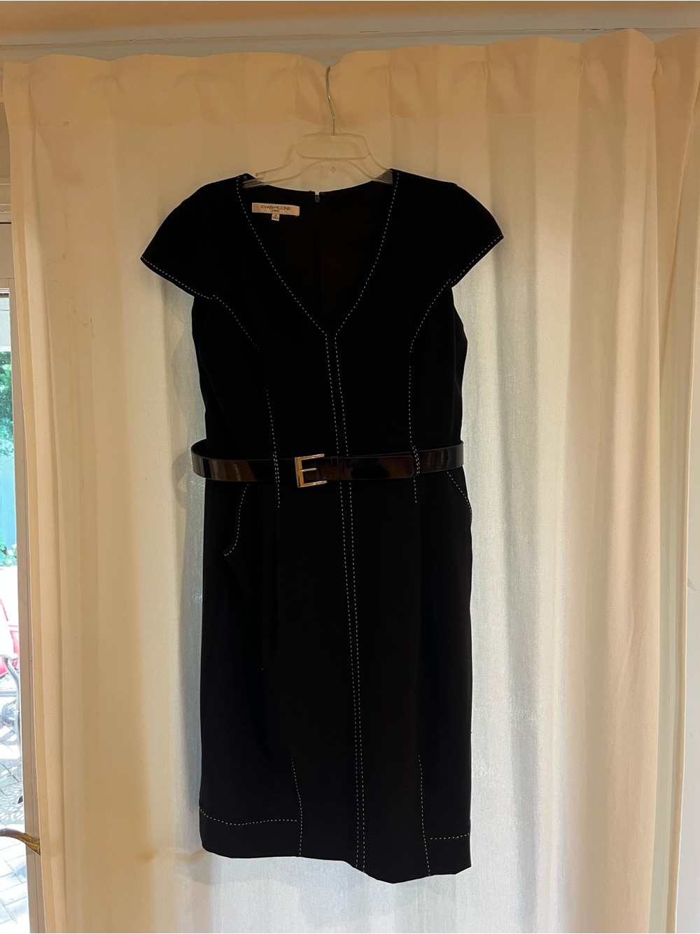 Evan Picone Black Sheath Dress with Belt